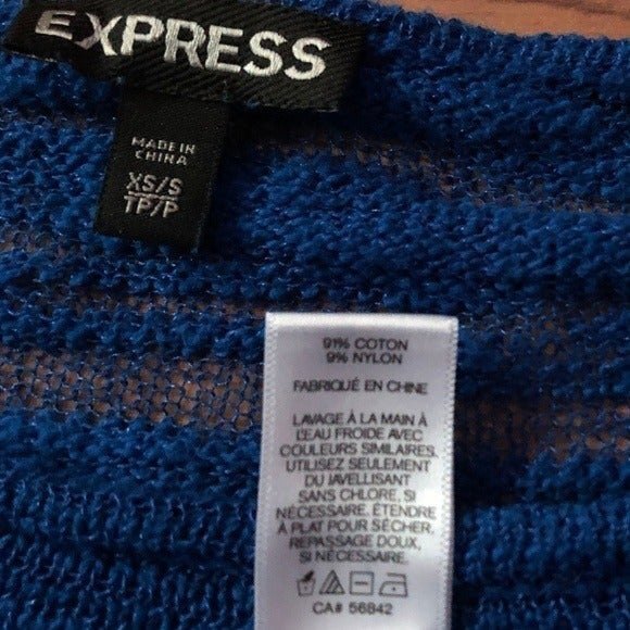 EXPRESS sz XS Lightweight Oversize Blue Knit Top - Picture 8 of 9